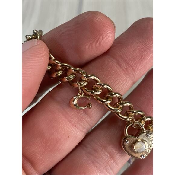 Brand New Coach Pearl Heart Padlock Charm Toggle Bracelet Price Tag $148 - Picture 7 of 9